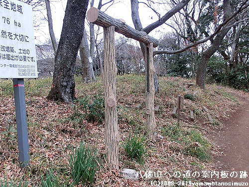 八俵山への道の案内板の跡